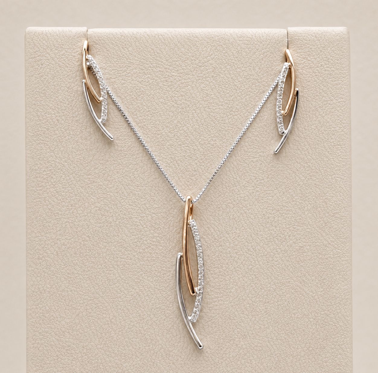 Rose &amp; White Gold Two-Tone Diamond Branch Pendant