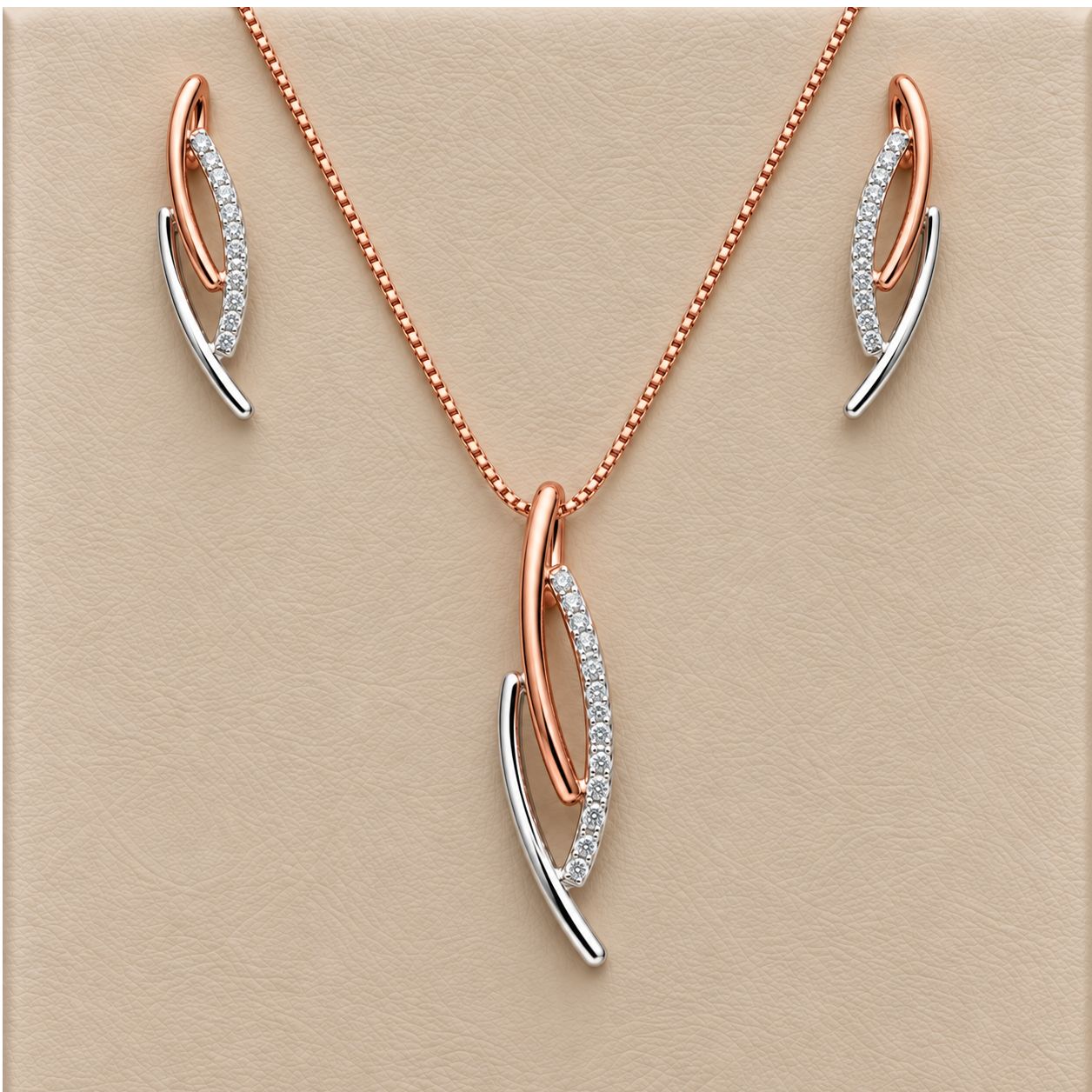 Rose &amp; White Gold Two-Tone Diamond Branch Pendant