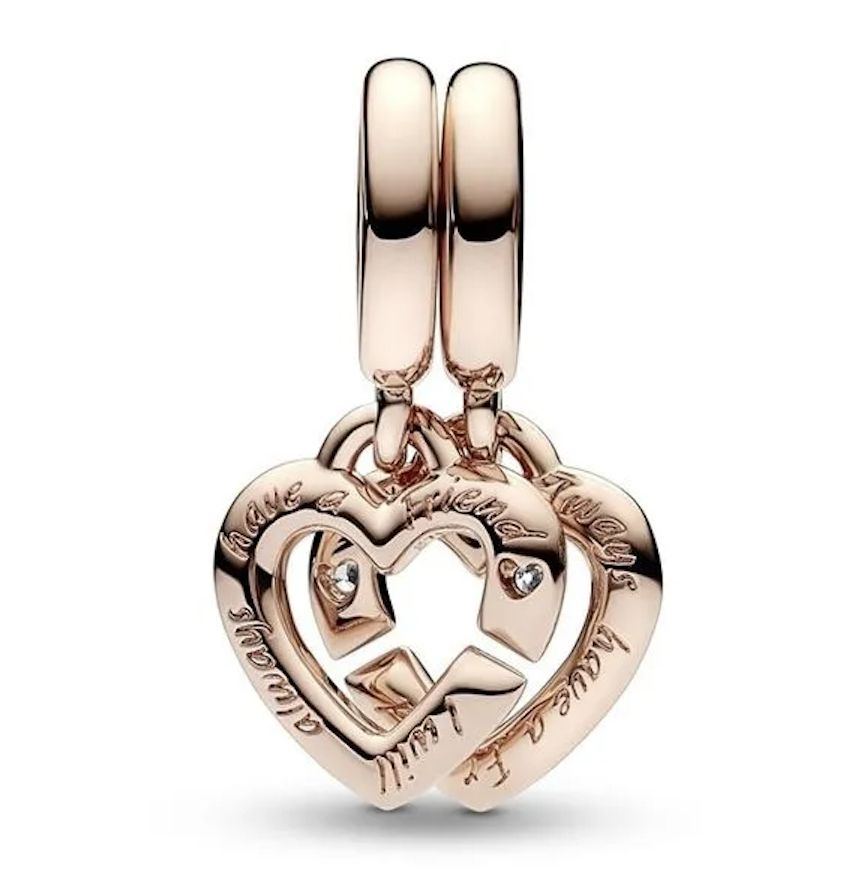 Linked Sister Hearts Split Dangle Charm-789538C01