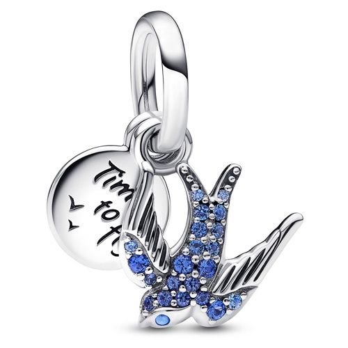 Sparkling Swallow &amp; Quote Double Dangle Charm - 792570C01