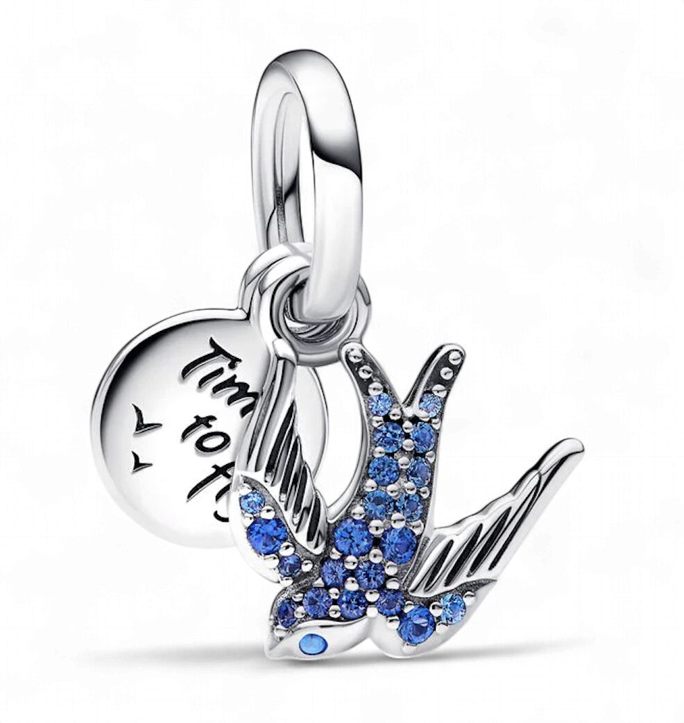 Sparkling Swallow &amp; Quote Double Dangle Charm-792570C01