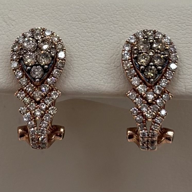 10KR (1.0tdw) "Pineapple" Chocolate Diamond Drop Earrings, Colour: AQ