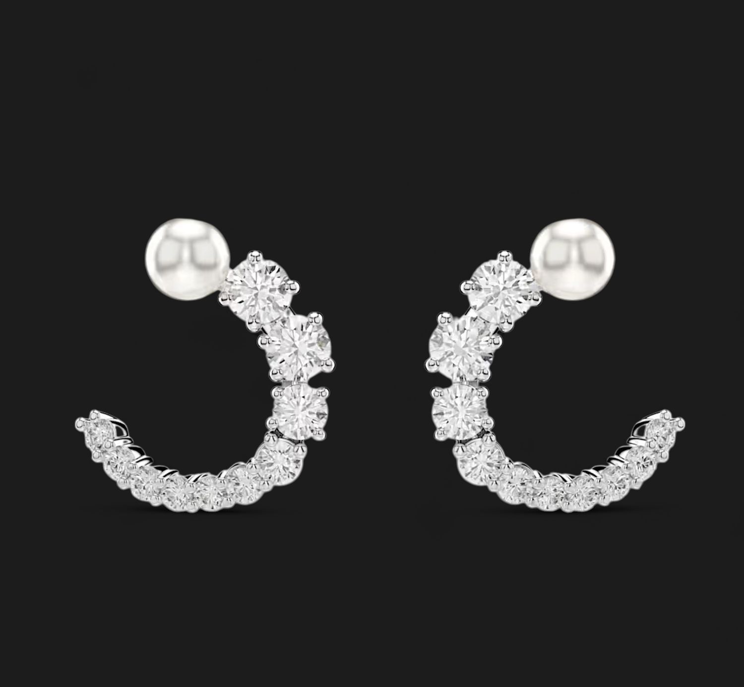 Matrix Hoop Earrings, Crystal Pearl, Round Cut - 5692260