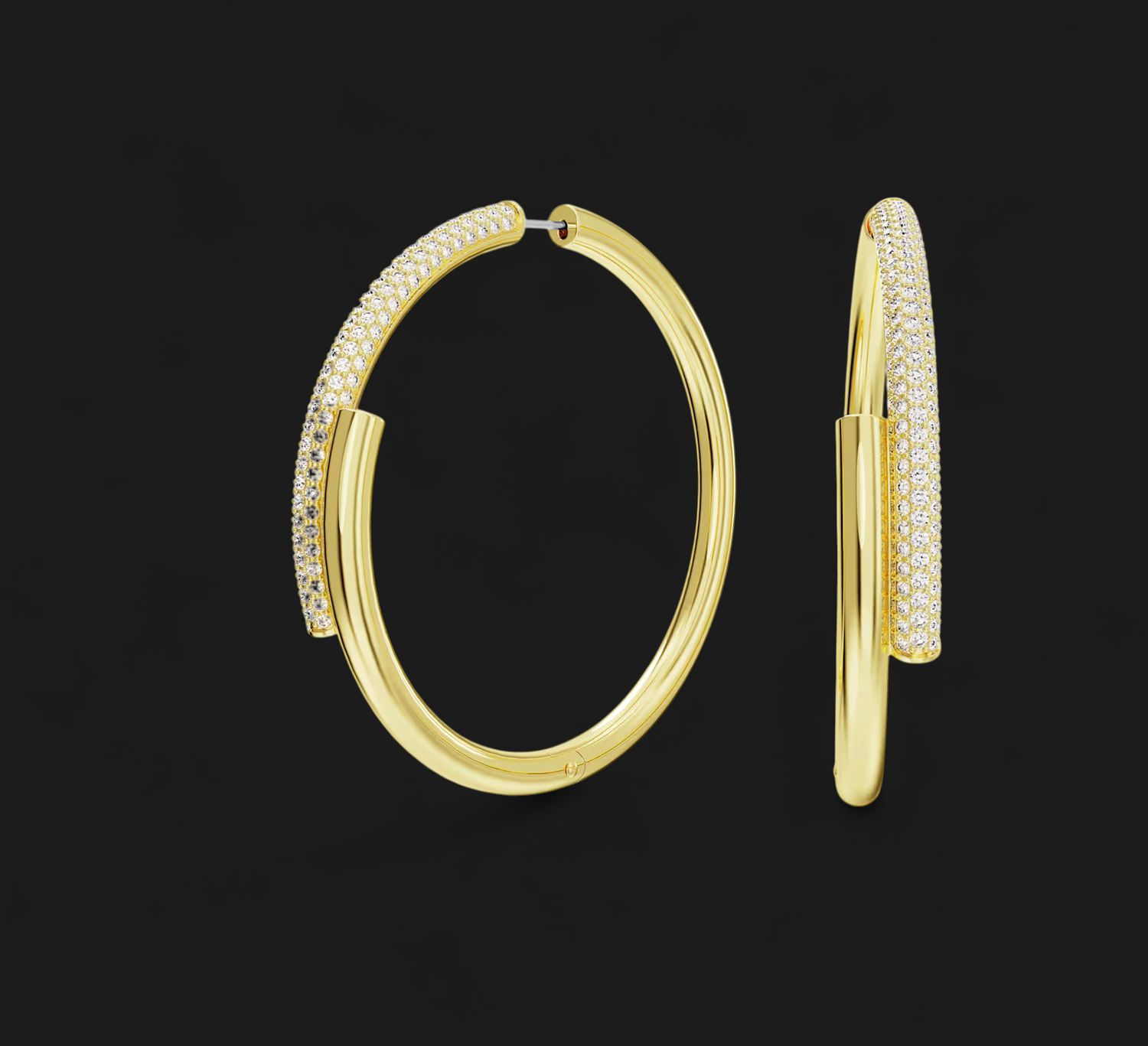 Dextera Hoop Earrings White, Gold-tone- 5671808