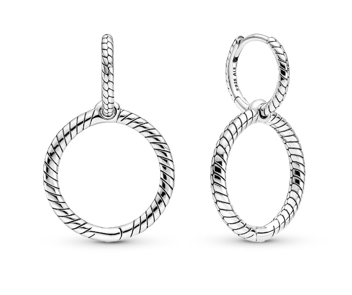 Pandora Moments Charm Double Hoop Earrings-299562C00