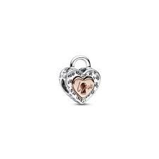 Two-tone Padlock Splittable Heart Charm - 782505C00