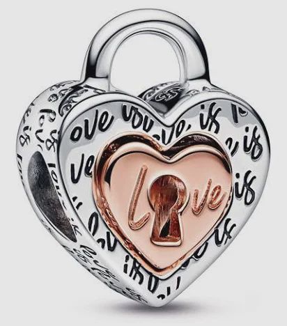 Two-tone Padlock Splittable Heart Charm - 782505C00