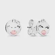 Playful WinkWinking emoticon silver stud earrings - 297102EN161