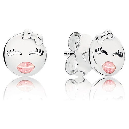 Playful Wink Winking Emoticon Silver Stud Earrings - 297102EN161