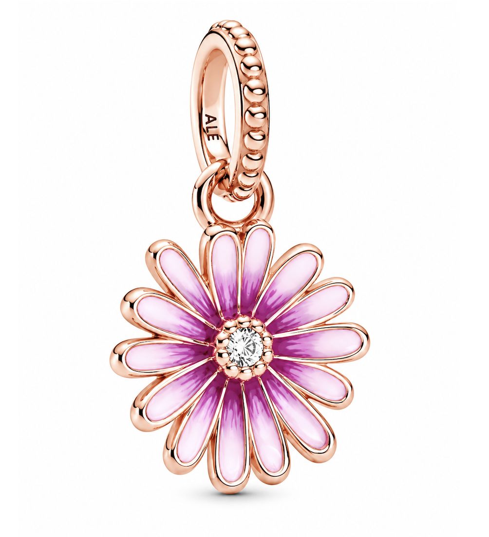 Pink Daisy Flower Dangle Charm - 788771C01