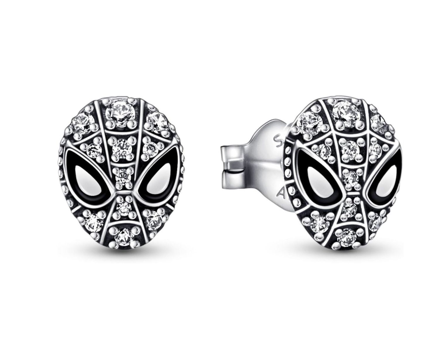 Pandora Marvel Spider-Man Mask Pavé Stud Earrings - 292354C01