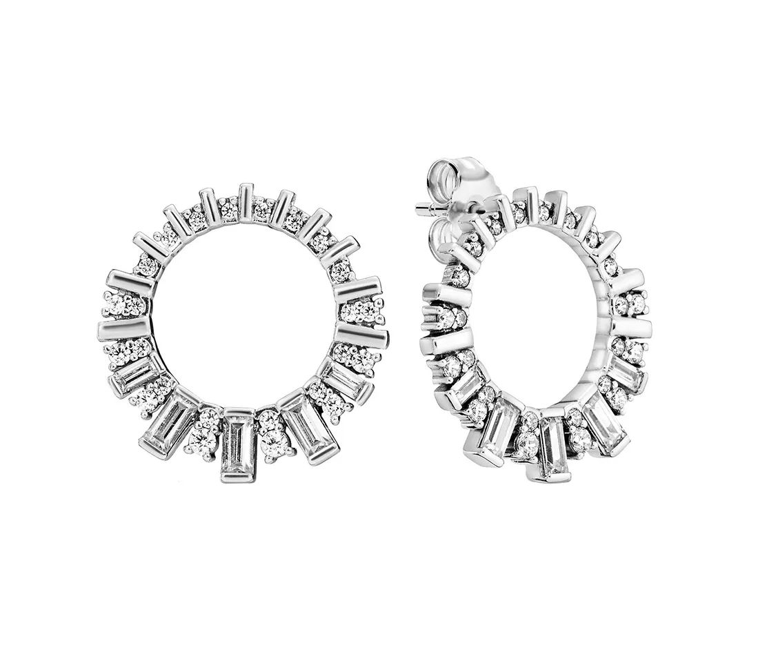 Sparkling Ice Cube Circle Stud Earrings - 297545CZ
