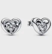 Radiant Heart &amp; Floating Stone Stud Earrings - 292500C01