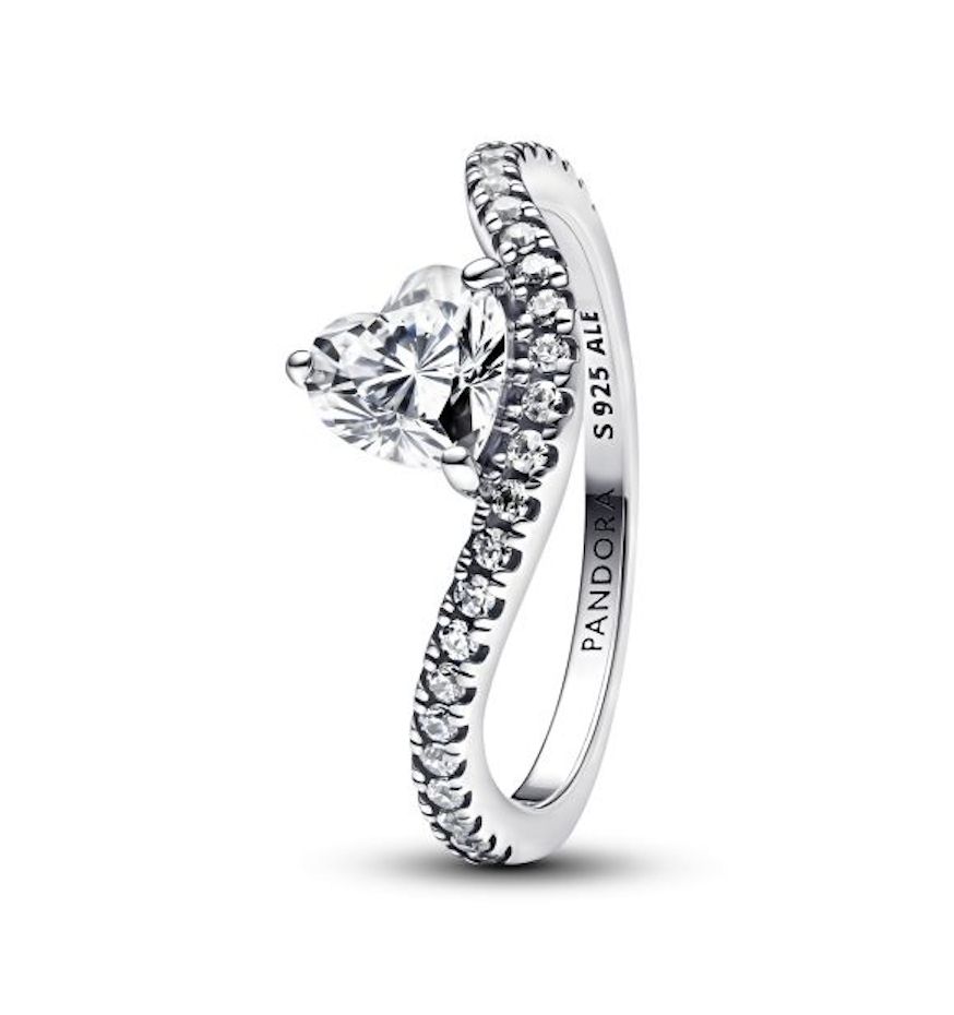 Wavy Pavé Heart Ring-193661C01