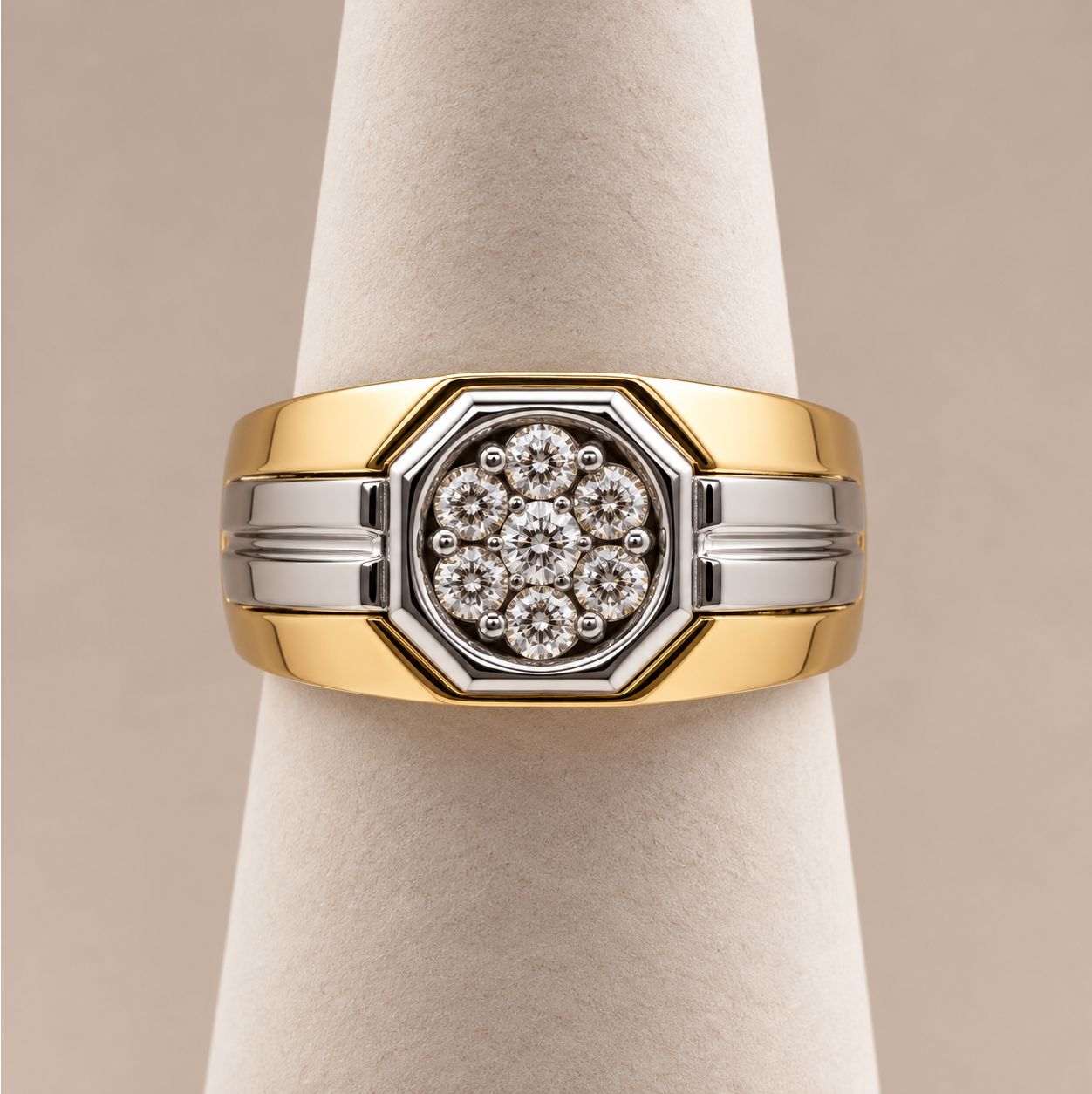 Men's Two-Tone Gold 7-Stone Diamond Ring (1ct)