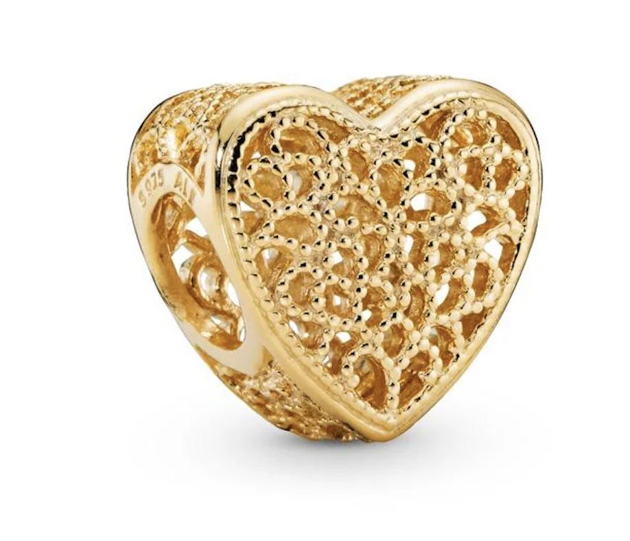 Filigree &amp; Beaded Heart Charm-768657C00