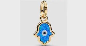 Opalescent Blue Hamsa Hand Dangle Charm - 762699C01