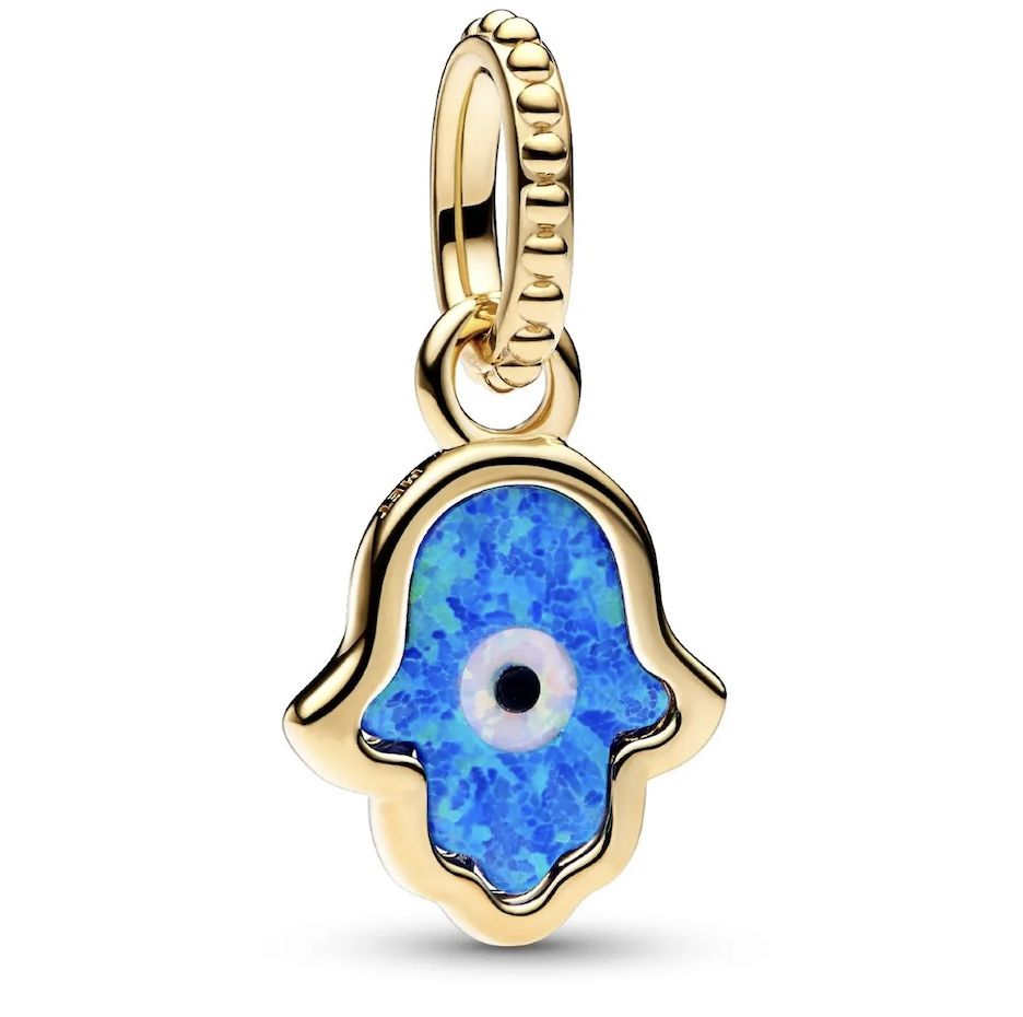 Opalescent Blue Hamsa Hand Dangle Charm - 762699C01