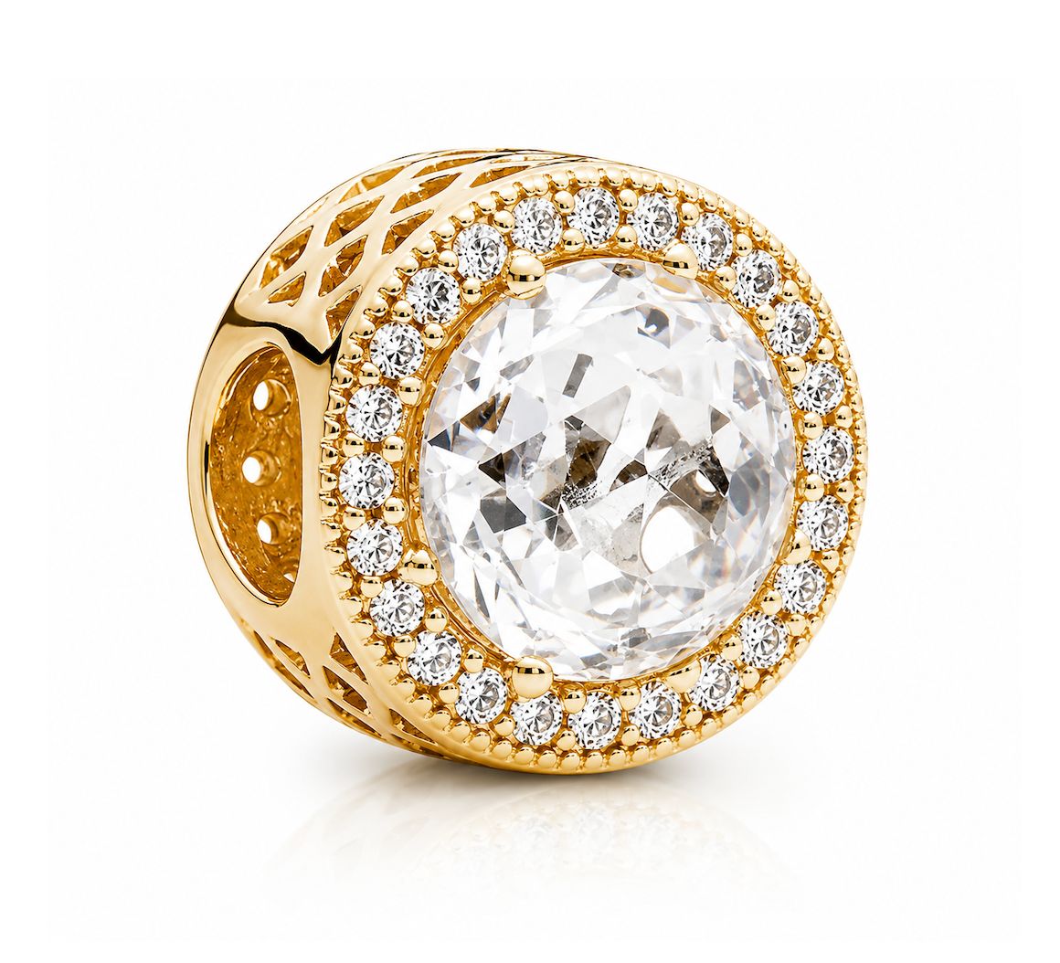 Sparkling 14k Solid Gold Clear Charm-750843CZ