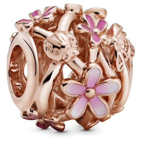 Openwork Pink Daisy Flower Charm - 788772C01