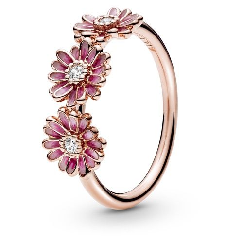 Pink Daisy Flower Trio Ring - 188792C01