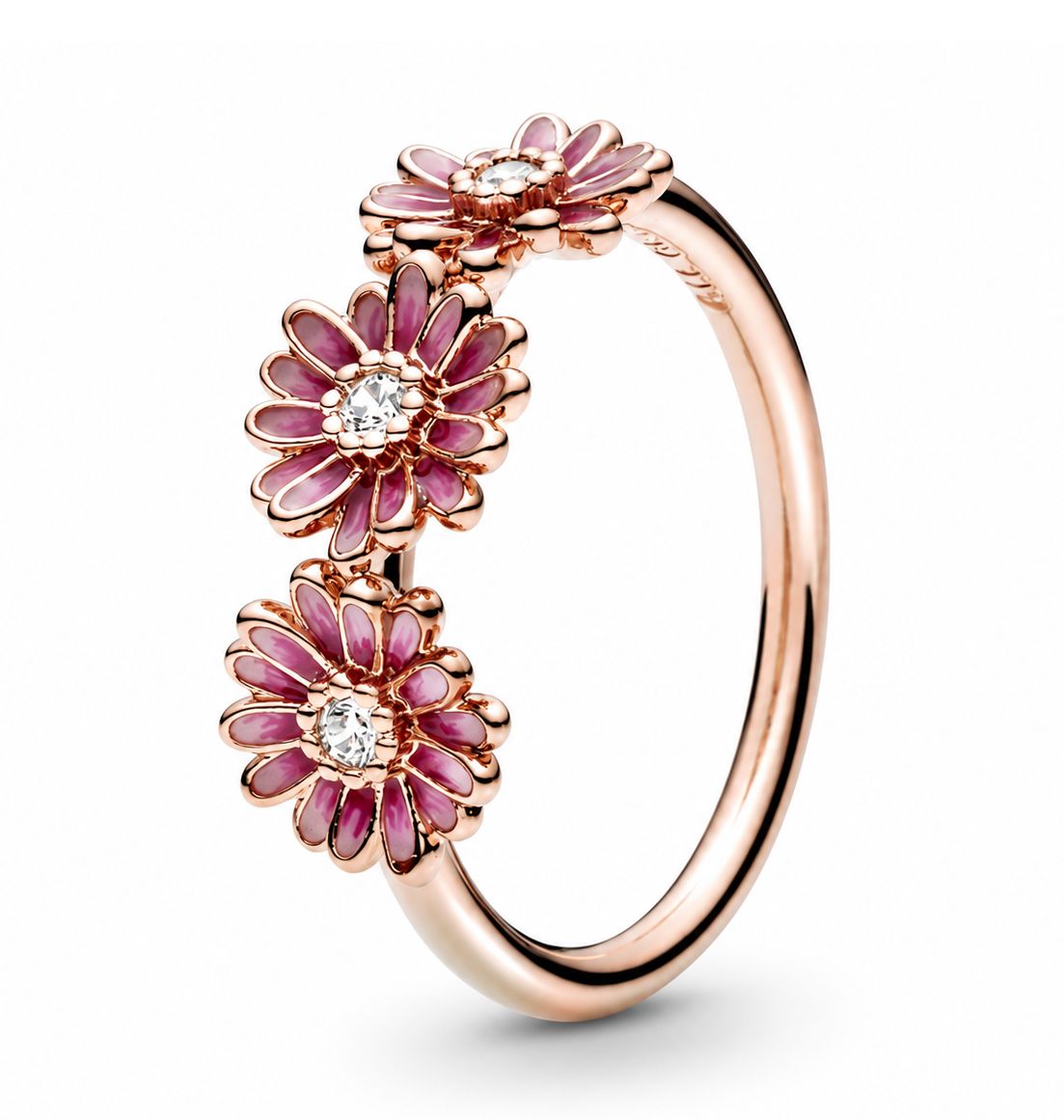 Pink Daisy Flower Trio Ring-188792C01