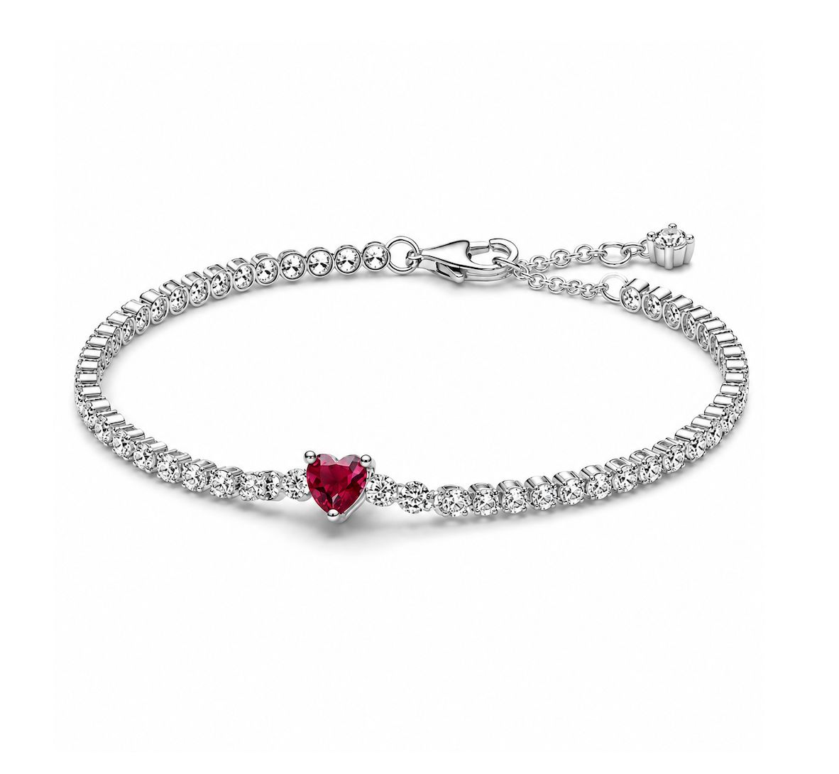 Red Sparkling Heart Tennis Bracelet-590041C02