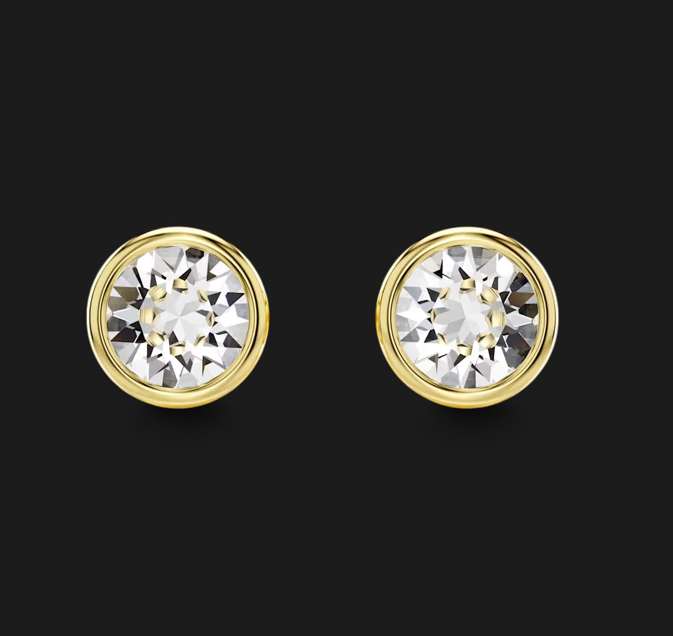 Imber Stud Earrings, Round Cut, White, Gold-Tone - 5681552
