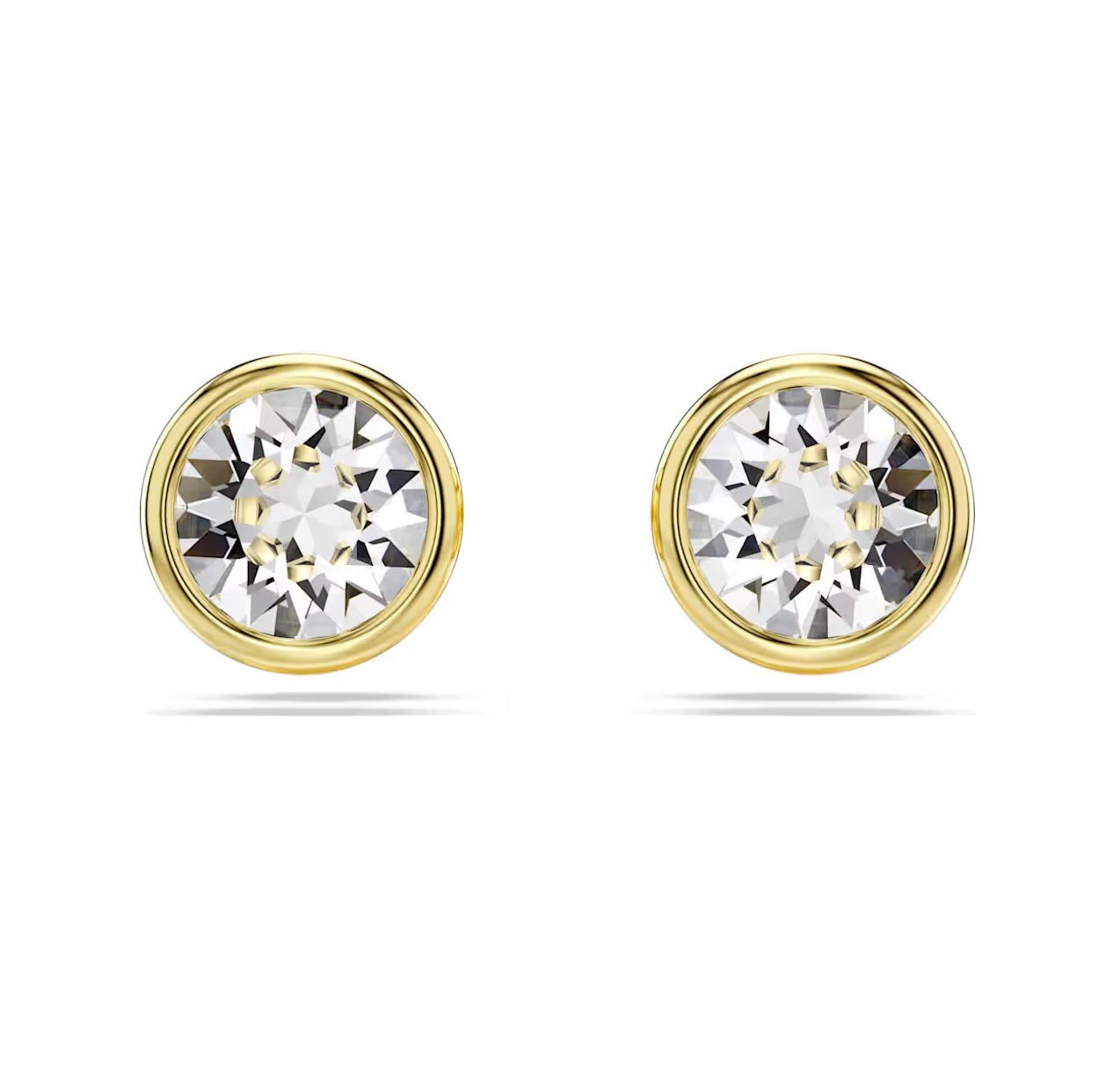Imber Stud Earrings, Round Cut, White, Gold-Tone - 5681552
