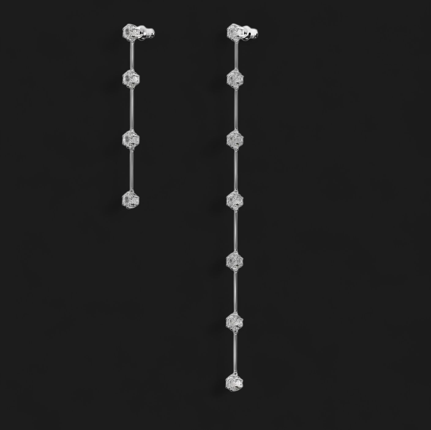 Constella Drop Earrings, Asymmetric Design, White- 5641681