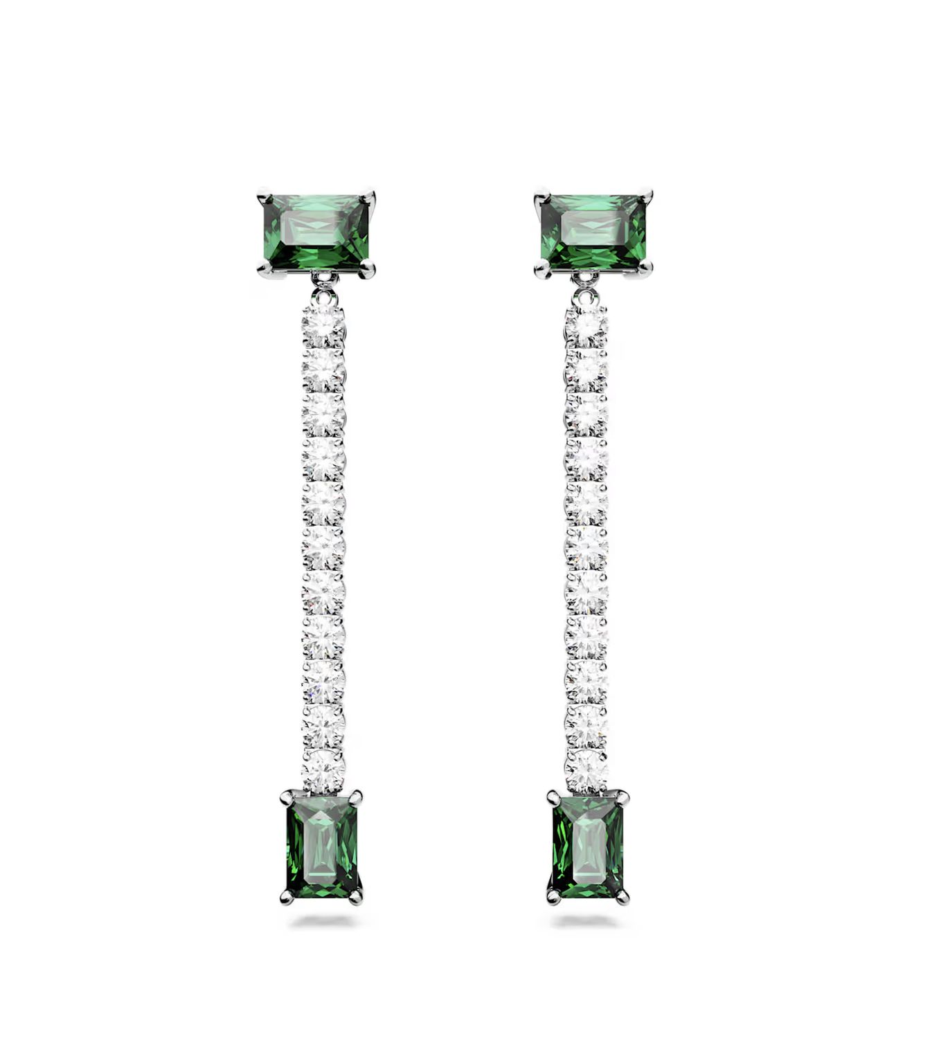 Matrix Dangle Earrings, Mixed Cuts, Green, 2-in-1 - 5665786