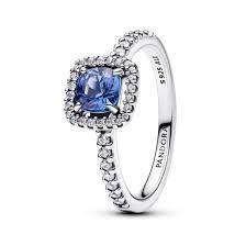 Sparkling Square Blue Halo Ring - 193555C01