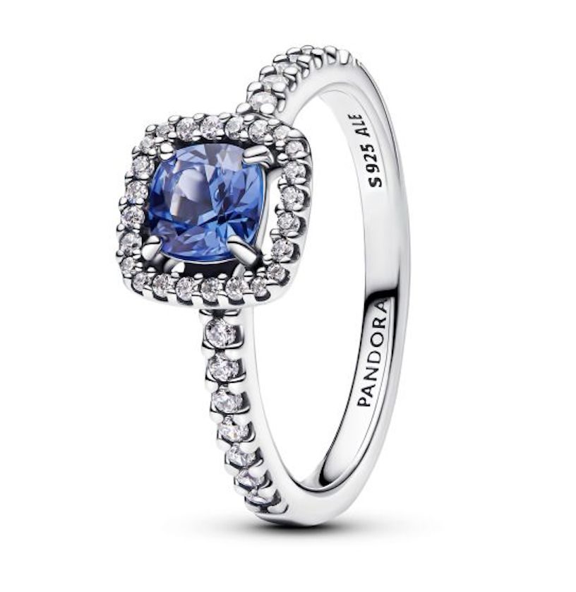 Sparkling Square Blue Halo Ring-193555C01