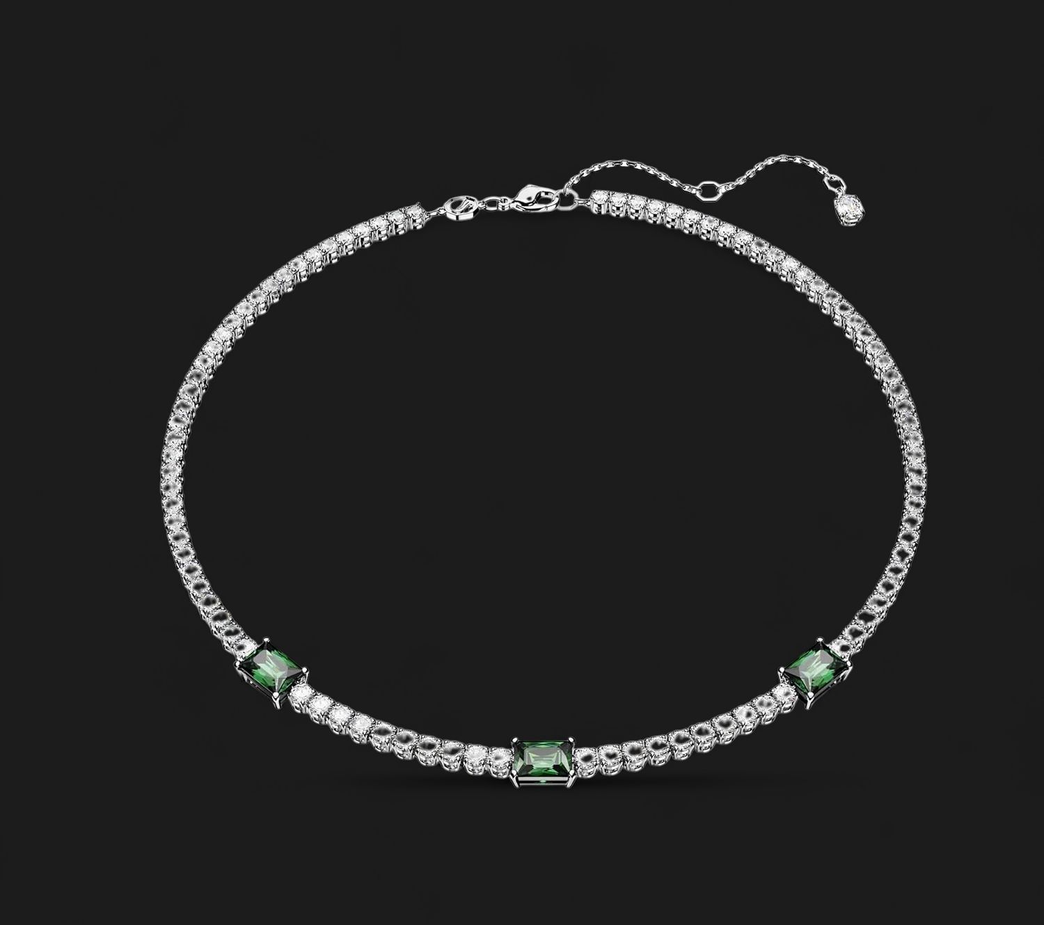 Matrix Tennis Necklace, Mixed Cuts, Green-5666168