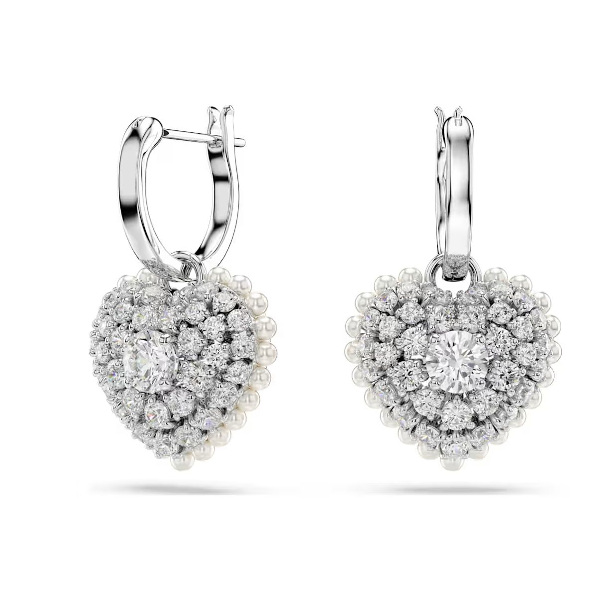 Idyllia Drop Earrings, Crystal Pearl, Heart-5684384