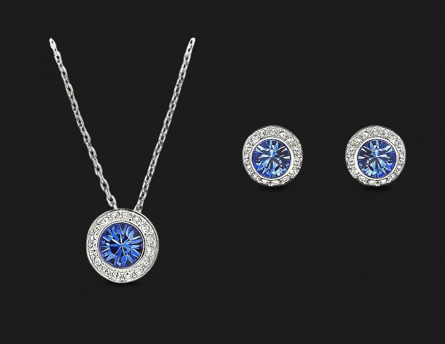 Constella Round Halo Set, Sapphire (Necklace &amp; Earrings)- 5639757