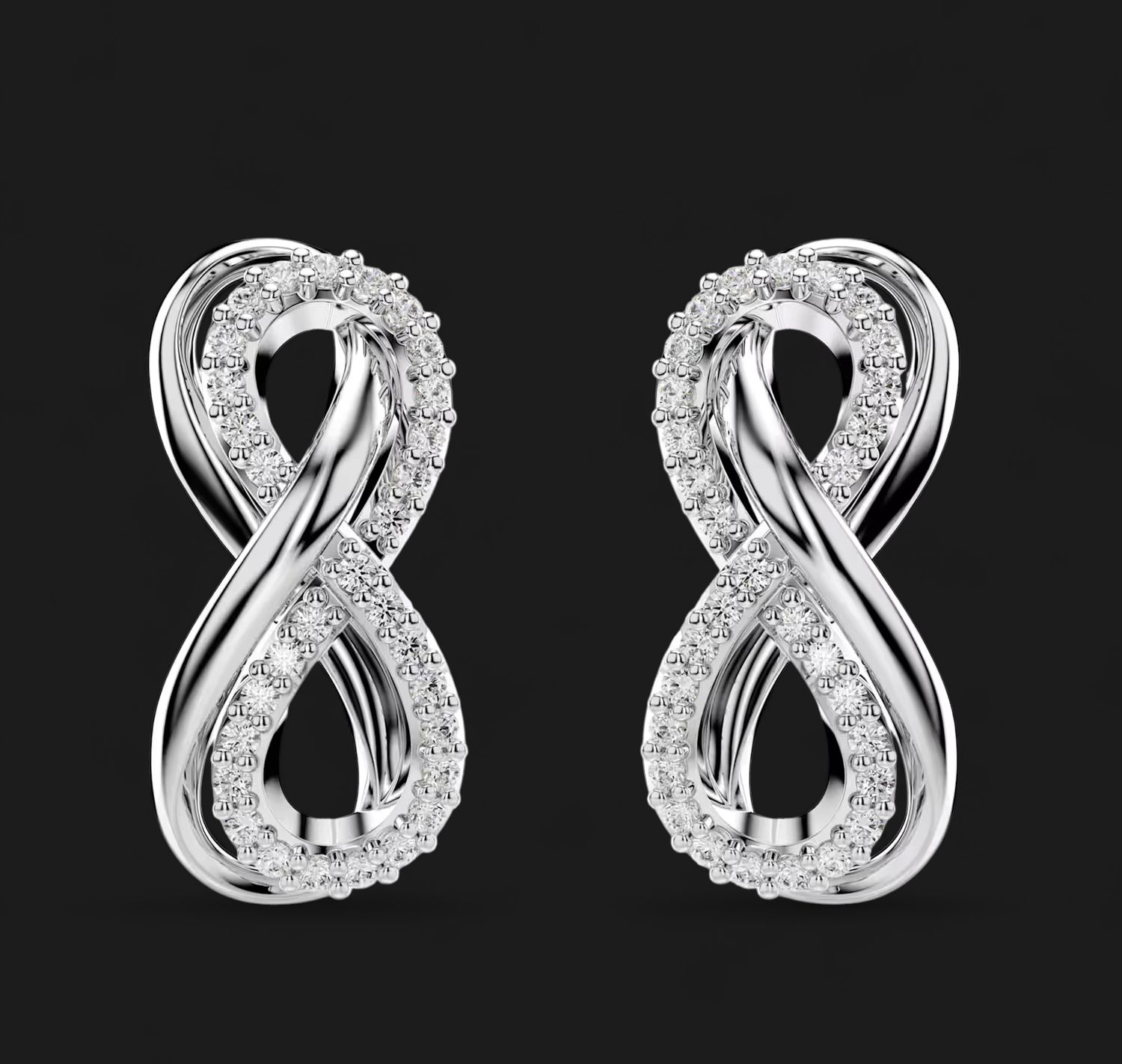 Hyperbola Earrings, Infinity, White, - 5687269