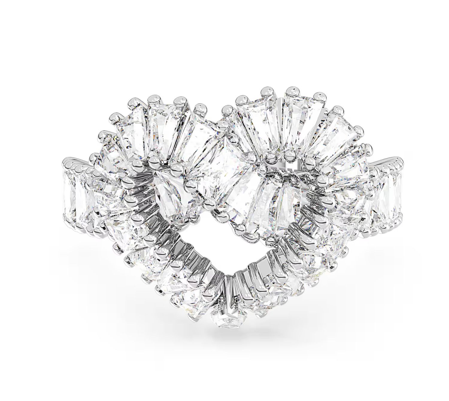 Matrix Cocktail Ring, Mixed Cuts, Heart, White-5647590