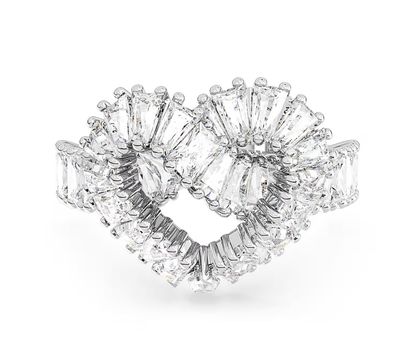 Matrix Cocktail Ring, Mixed Cuts, Heart, White-5647590