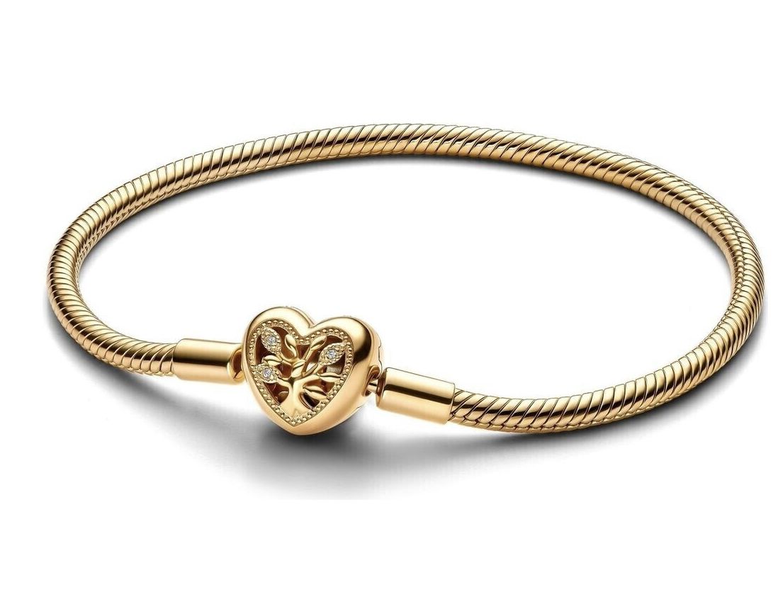 Family Tree Heart Clasp Snake Chain Bracelet-563516C01
