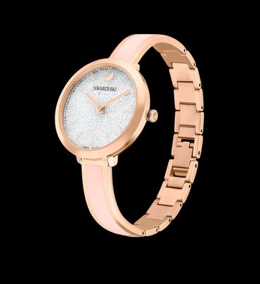 Crystalline Delight Watch, Metal Bracelet, Pink, Rose Gold Finish-5642221