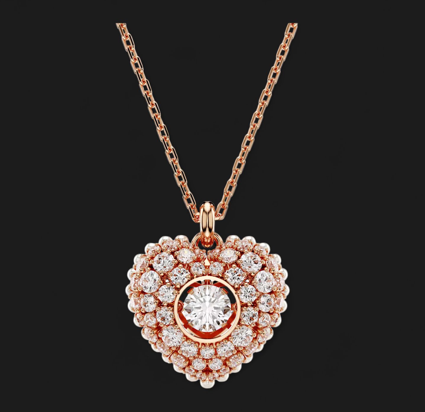 Idyllia Pendant Crystal Pearl, Heart, White, Rose Gold-5680402