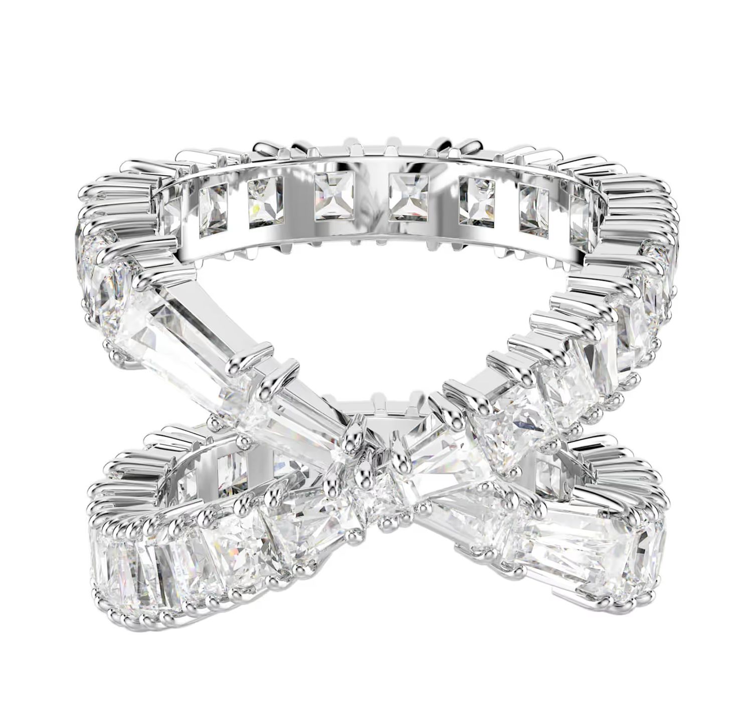 Hyperbola Ring, Infinity, White, Silver Tone-5677633