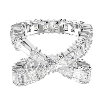 Hyperbola Ring, Infinity, White, Silver Tone-5677633