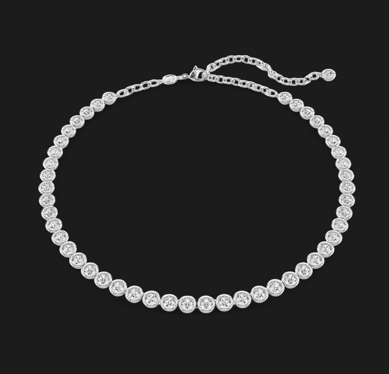 Imber Tennis Necklace, Round Cut, White-5682595