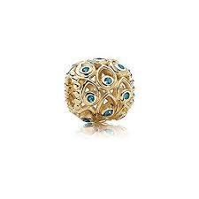 Deep Blue SeaAbstract openwork gold charm with blue treated topaz - 750817TPP