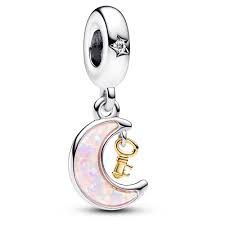 Two-tone Key &amp; Moon Dangle Charm - 762985C01