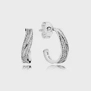Pavé Wave Half Hoop Earrings - 297097CZ