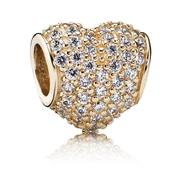 Pavé Heart Clip 14k Solid Gold Charm-750828CZ