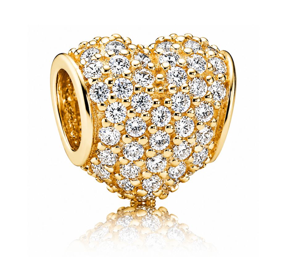 Pavé Heart Clip 14k Solid Gold Charm-750828CZ